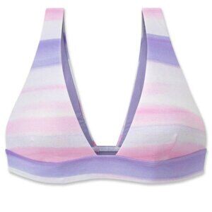 Pastel Watercolor V-Neck Bikini Top - Pink & Purple